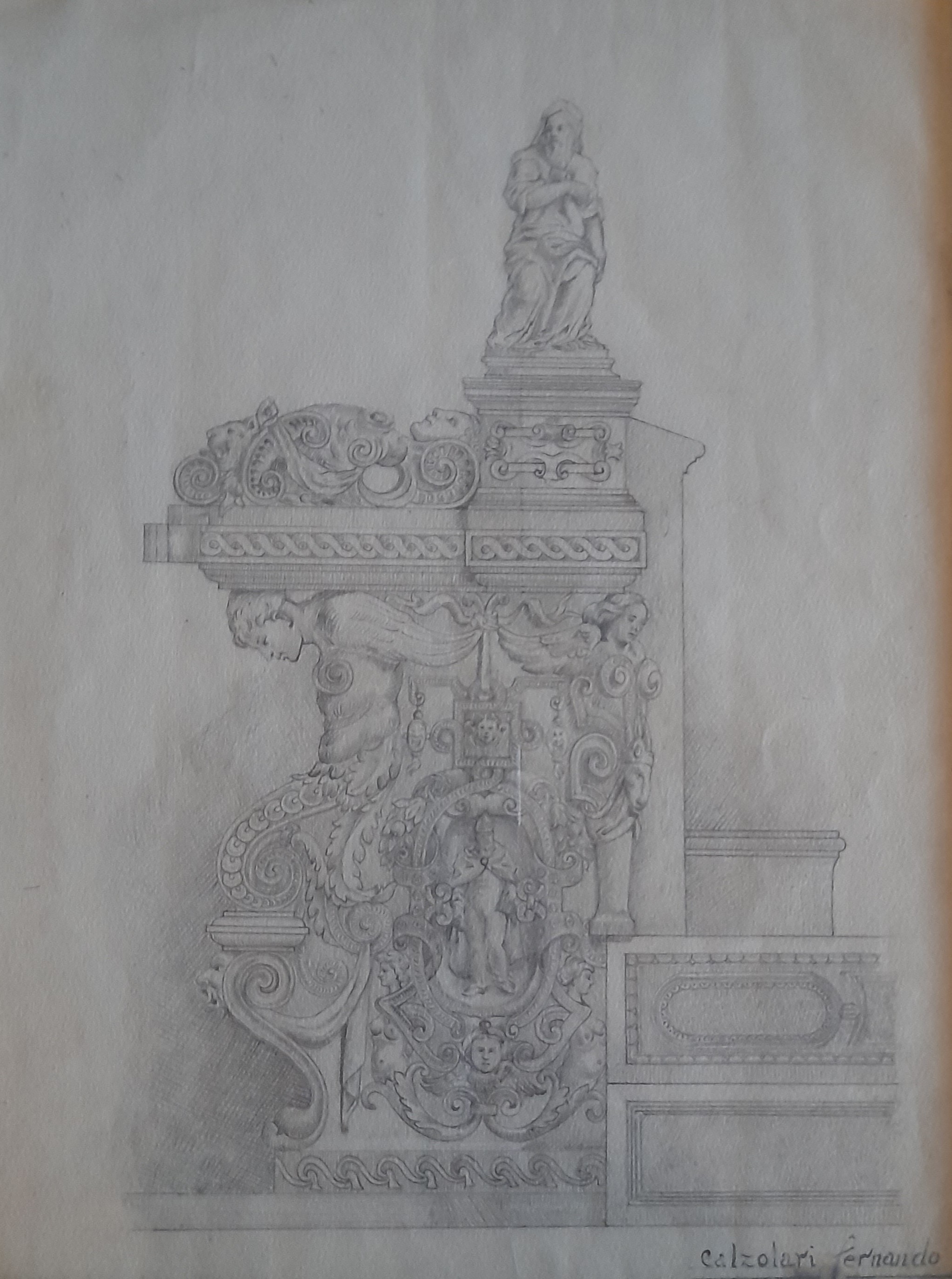  Studio per decorazione scultorea (Perugia, collezione privata, matita e carboncino su carta, 1945-1946)