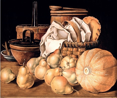 Melone, pere e cesto da Luis Egidio Melendez (45 x 33 cm)